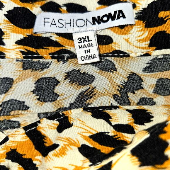 Fashion Nova 3X Cheeta Print Women's Top Shirt Blouse Plus Size 22W 24W XXXL 3XL - Picture 3 of 6